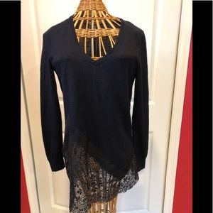 Sandro Black Merino wool pullover with lace